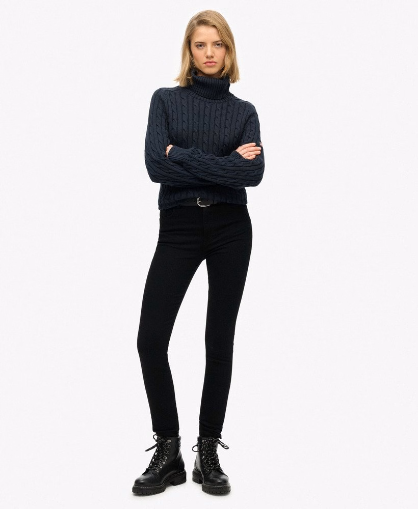 Luźny sweter z golfem Cable Roll Neck