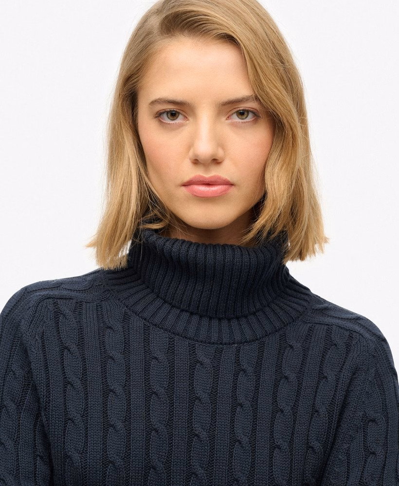 Luźny sweter z golfem Cable Roll Neck