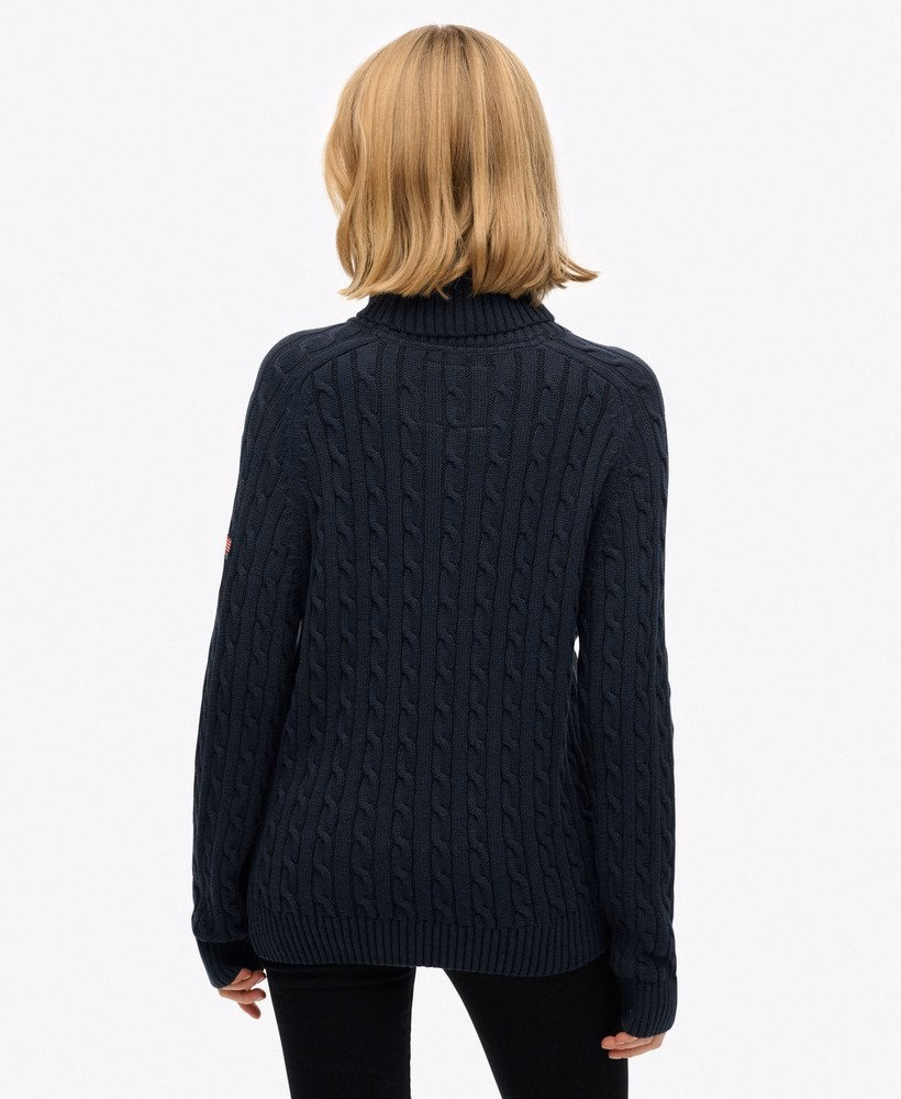 Luźny sweter z golfem Cable Roll Neck