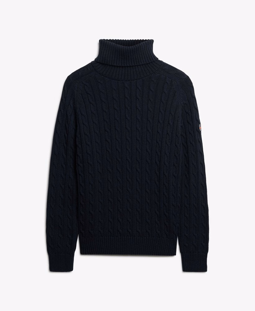 Luźny sweter z golfem Cable Roll Neck
