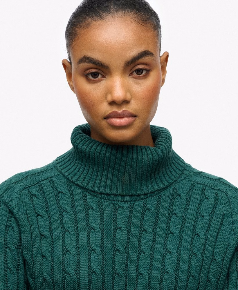 Luźny sweter z golfem Cable Roll Neck