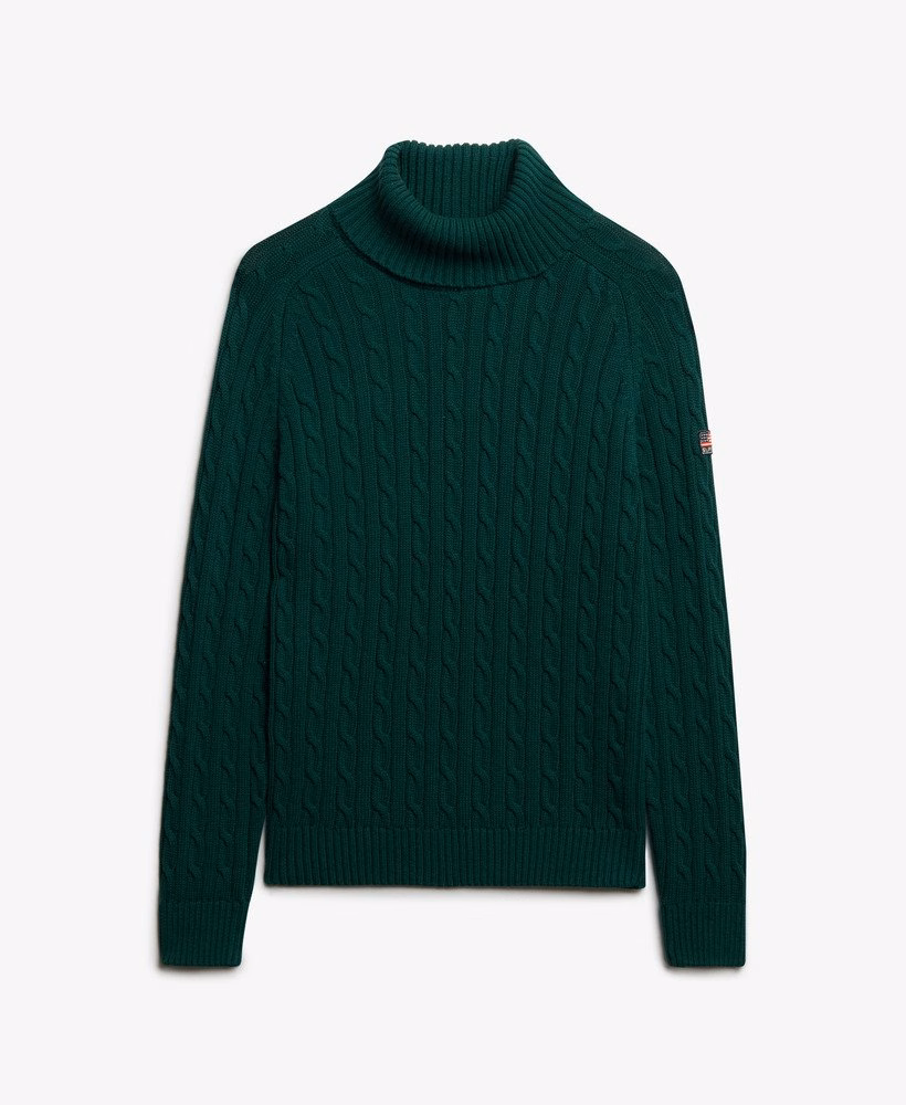 Luźny sweter z golfem Cable Roll Neck