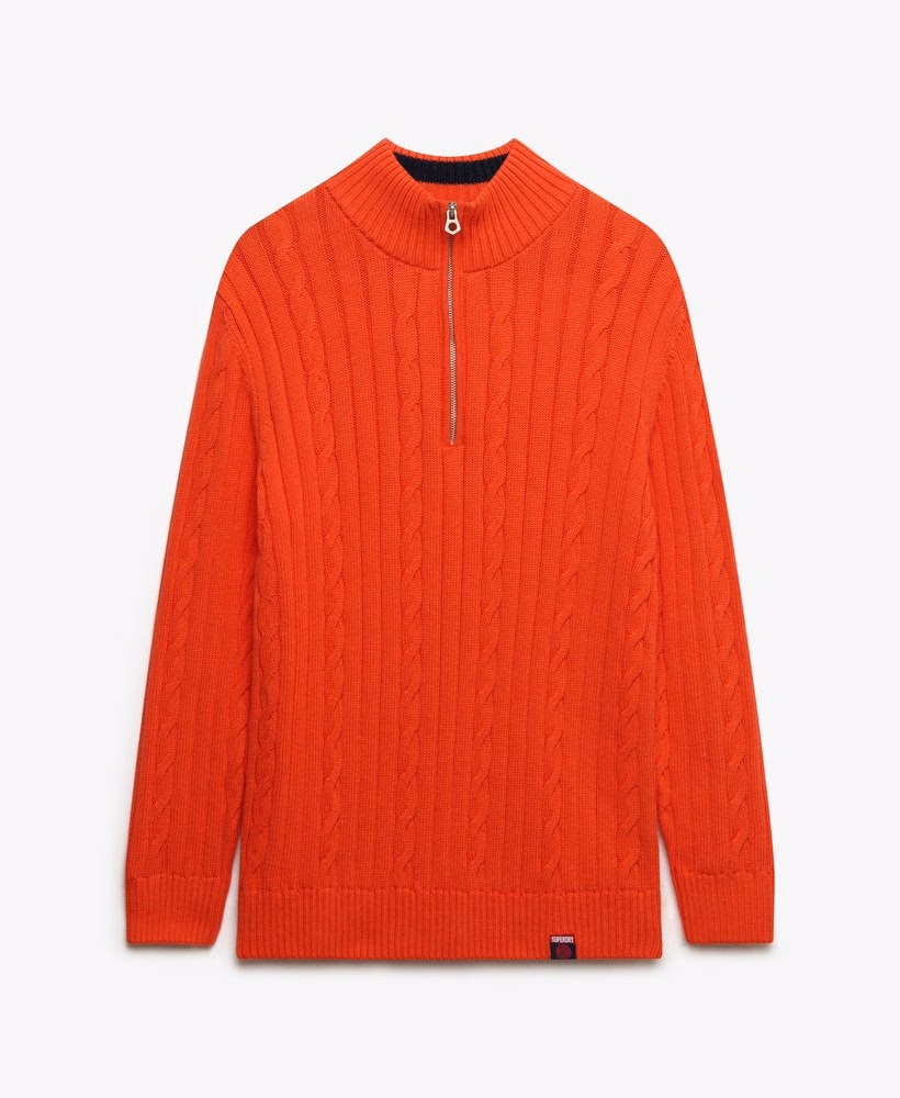 Luźny sweter z rozporkiem Cable Half Zip