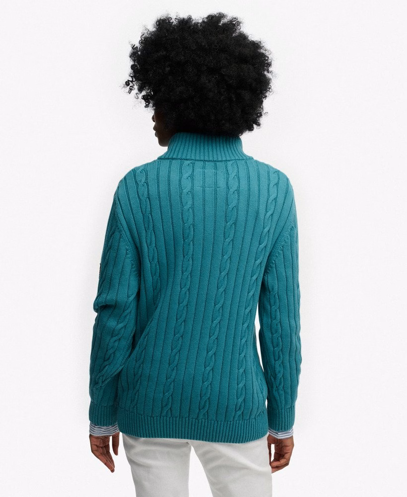 Luźny sweter z rozporkiem Cable Half Zip