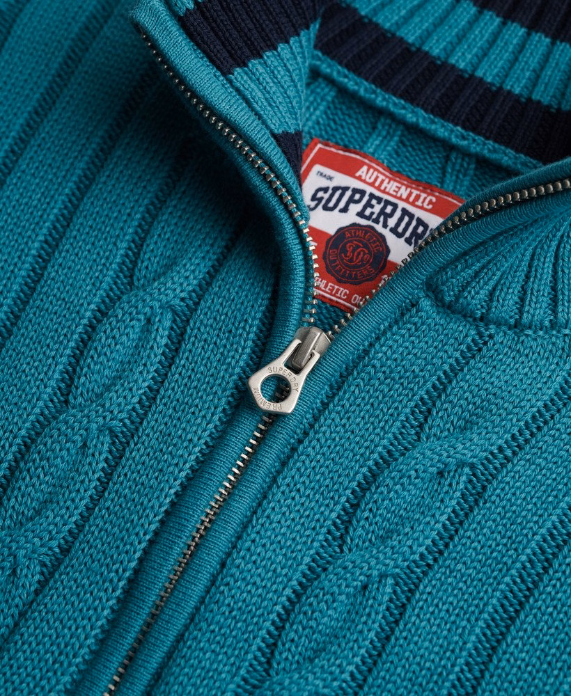 Luźny sweter z rozporkiem Cable Half Zip