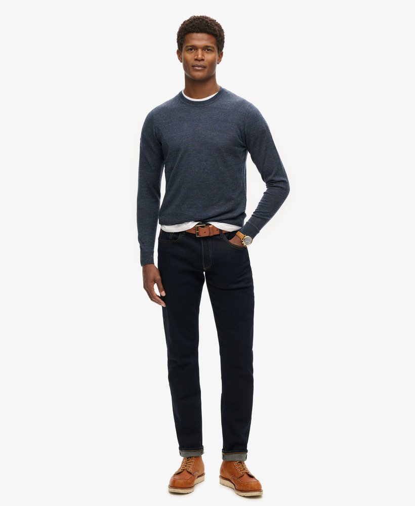 sweter z wełny merino z okrągłym dekoltem w kolorze regal navy