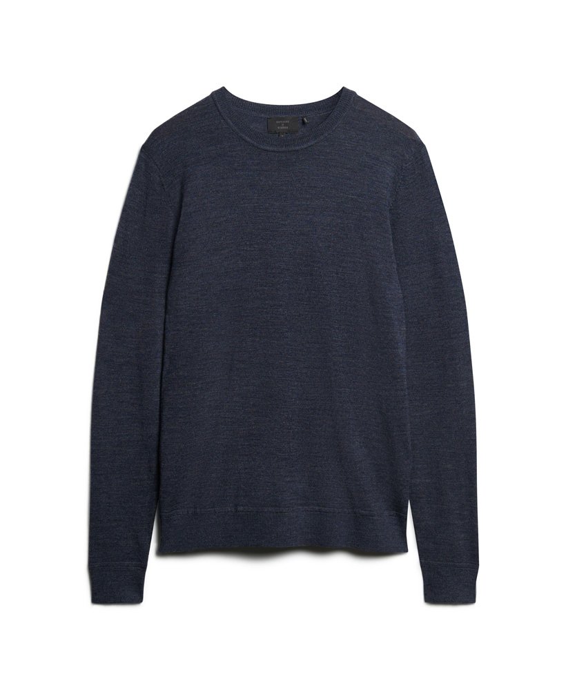 sweter z wełny merino z okrągłym dekoltem w kolorze regal navy