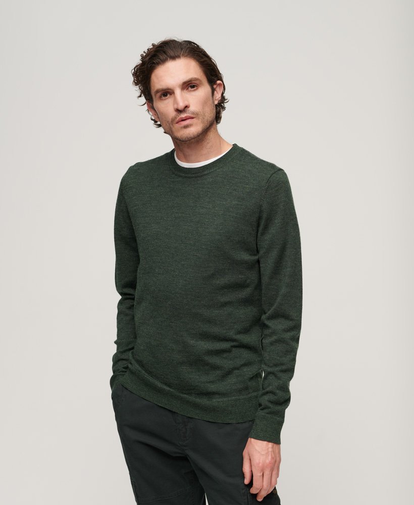 sweter z wełny merino z okrągłym dekoltem w miejskim szykownym melanżu