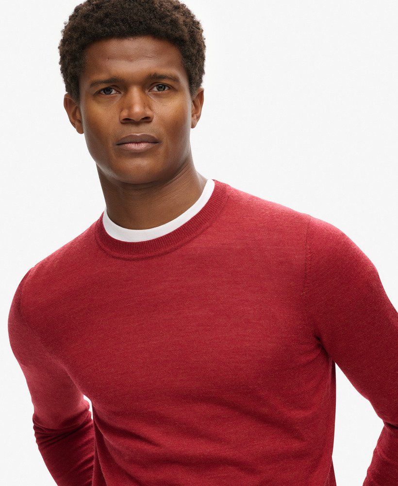 sweter z wełny merino z okrągłym dekoltem w kolorze furnace red marl