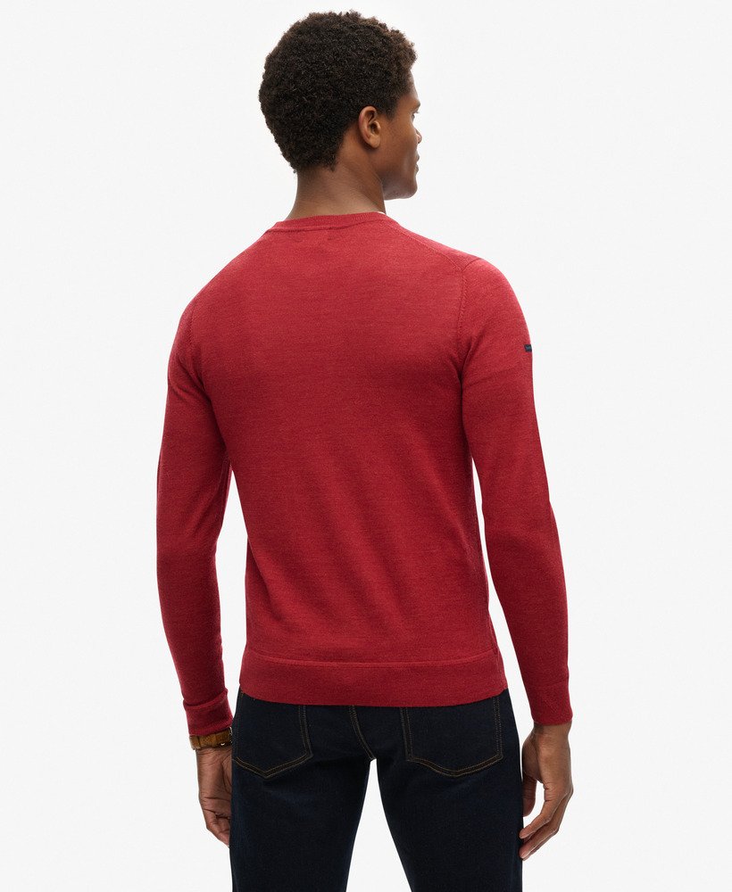 sweter z wełny merino z okrągłym dekoltem w kolorze furnace red marl