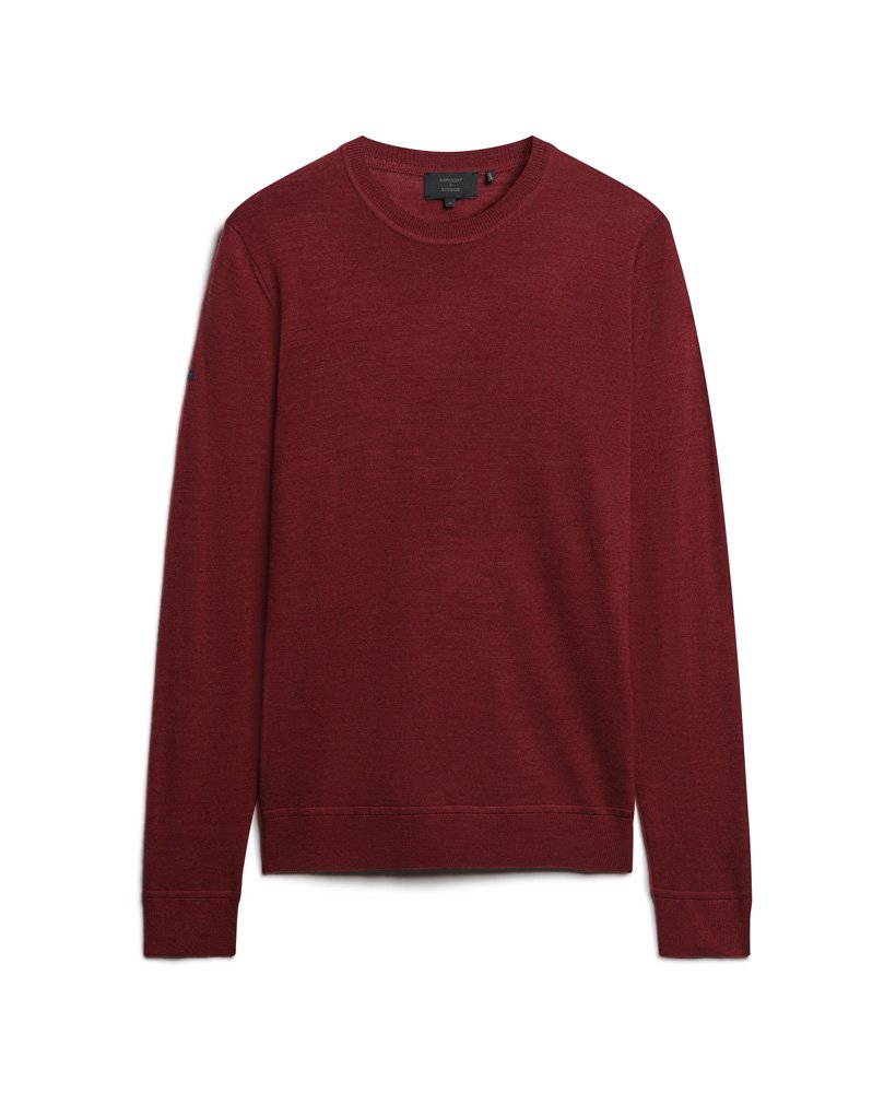 sweter z wełny merino z okrągłym dekoltem w kolorze furnace red marl