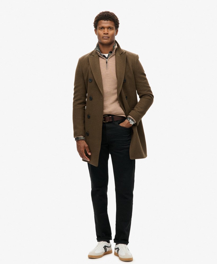 sweter z wełny merino z suwakiem w kolorze camel melanżowym