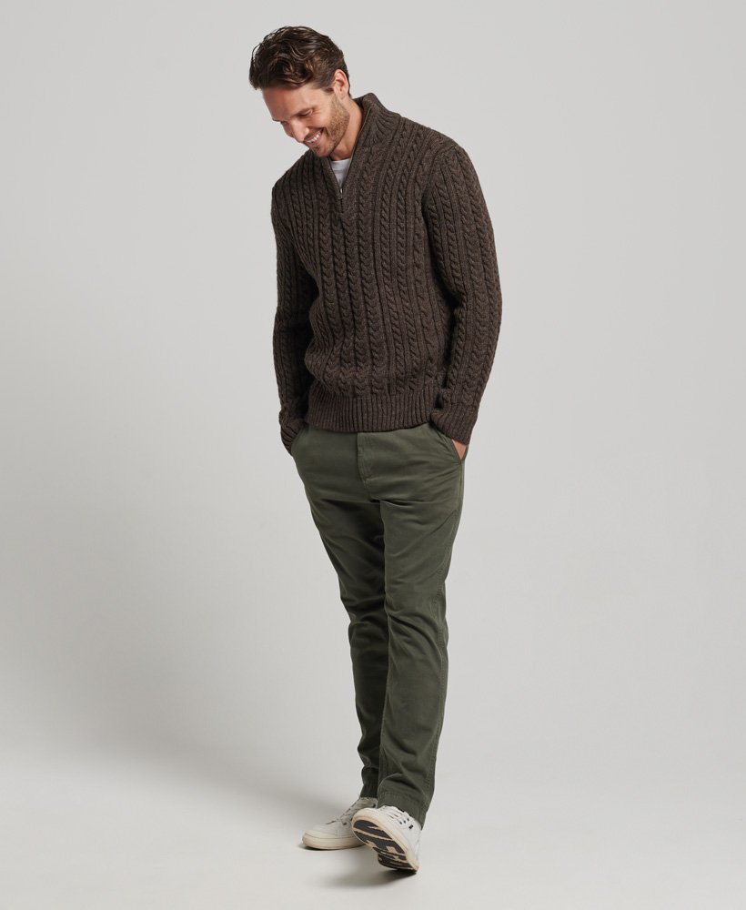 sweter vintage jacob cable knit z zamkiem błyskawicznym w kolorze czekoladowym