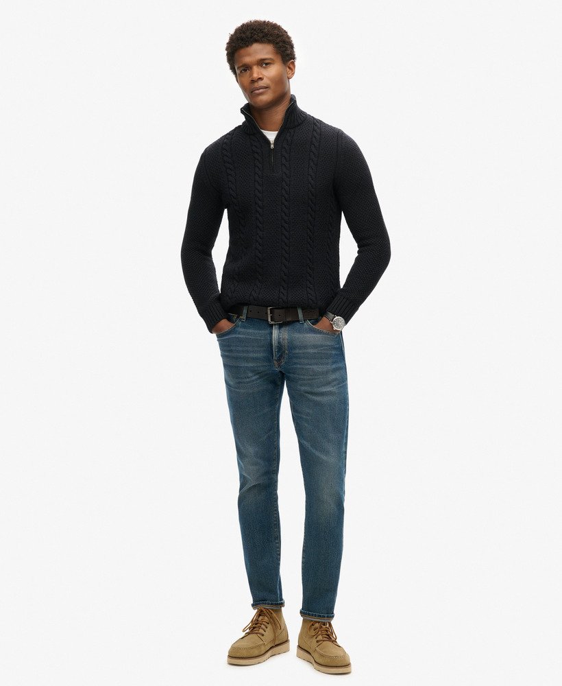 sweter vintage jacob cable knit z zamkiem błyskawicznym w kolorze eclipse navy