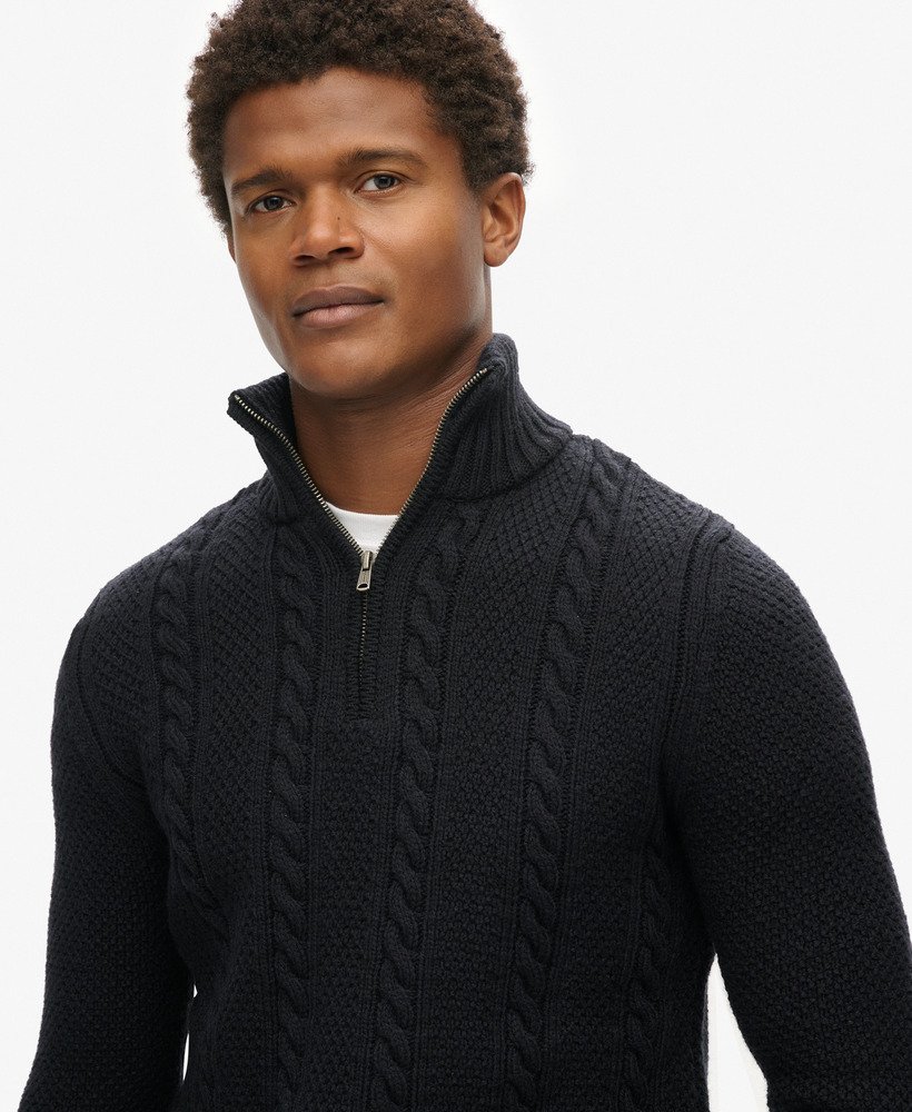 sweter vintage jacob cable knit z zamkiem błyskawicznym w kolorze eclipse navy