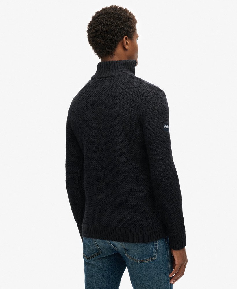 sweter vintage jacob cable knit z zamkiem błyskawicznym w kolorze eclipse navy
