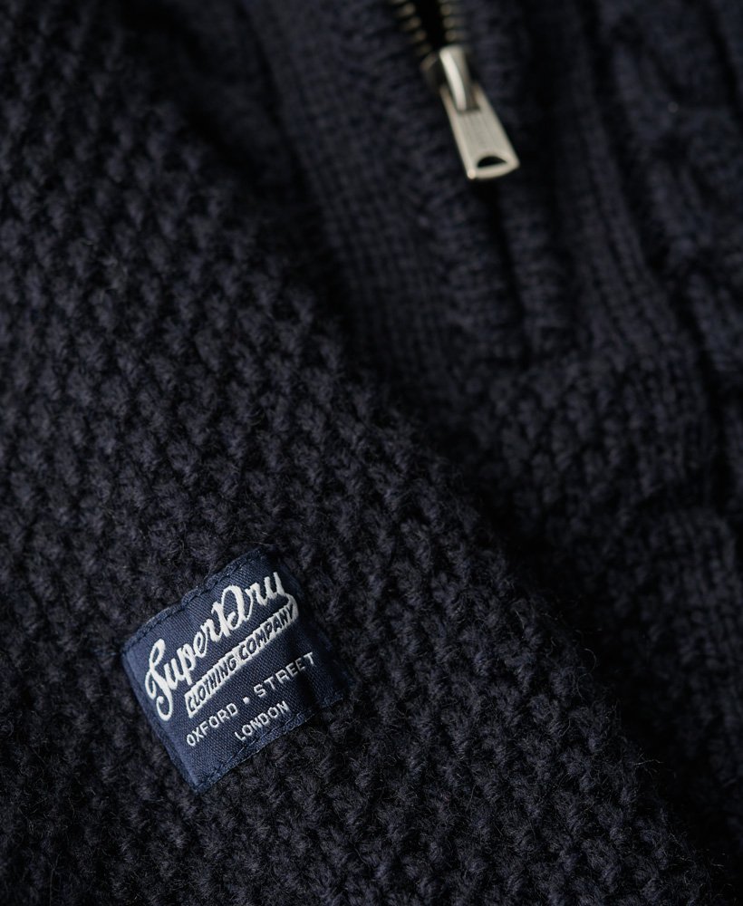 sweter vintage jacob cable knit z zamkiem błyskawicznym w kolorze eclipse navy