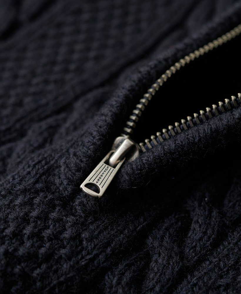 sweter vintage jacob cable knit z zamkiem błyskawicznym w kolorze eclipse navy