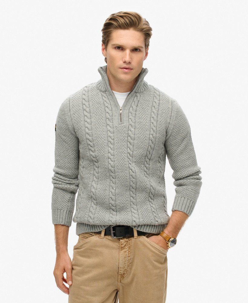sweter vintage jacob cable knit z zamkiem błyskawicznym w kolorze mid grey