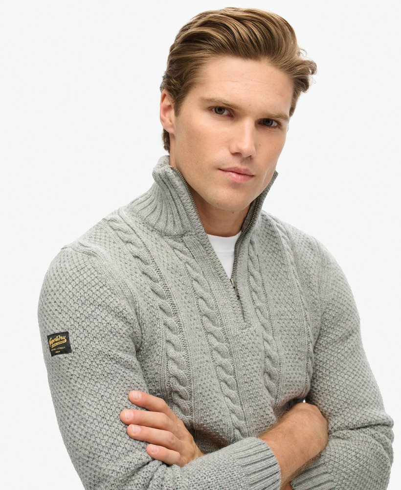 sweter vintage jacob cable knit z zamkiem błyskawicznym w kolorze mid grey