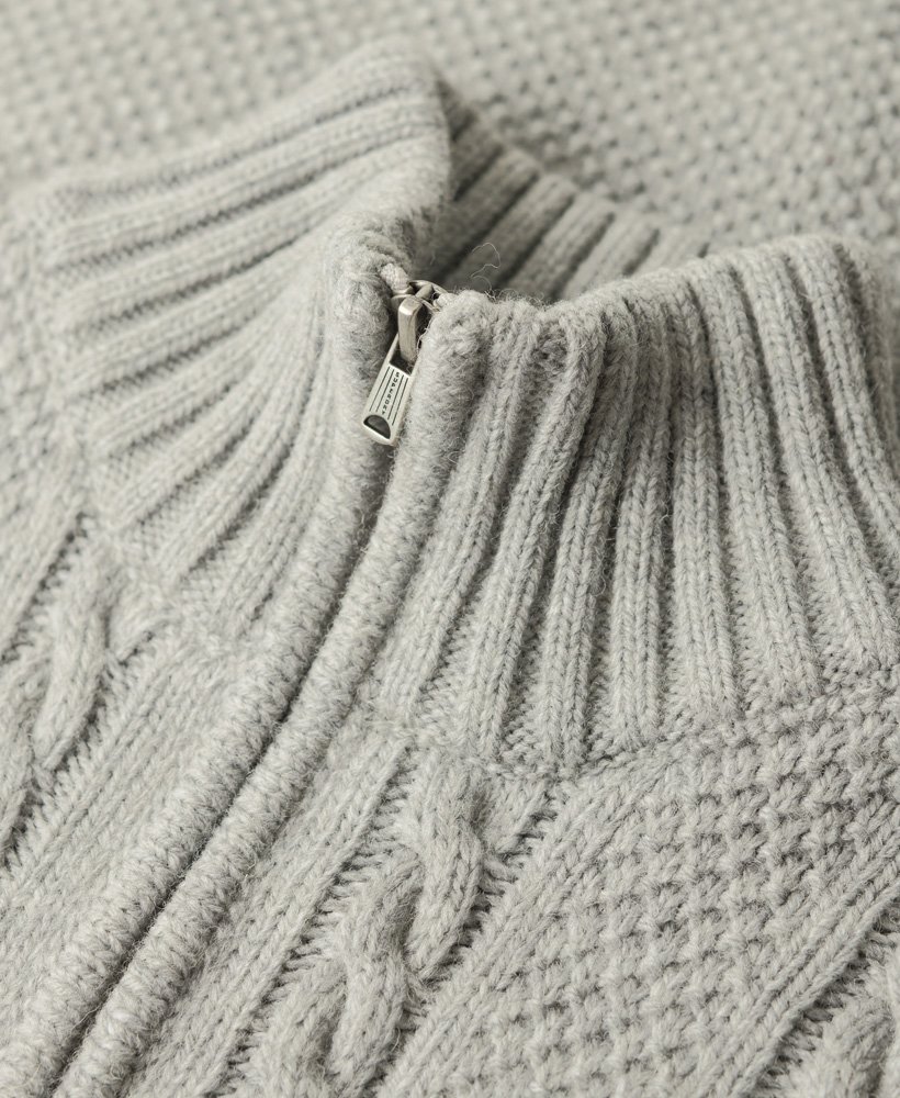 sweter vintage jacob cable knit z zamkiem błyskawicznym w kolorze mid grey
