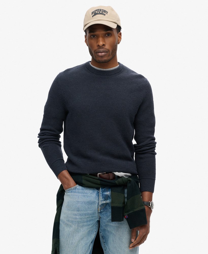 teksturowany sweter z dzianiny w kolorze eclipse navy heather