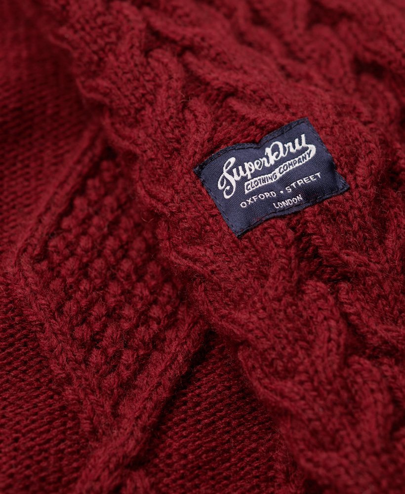 sweter vintage jacob cable knit z zamkiem błyskawicznym w kolorze gŁĘbokiego burgundu