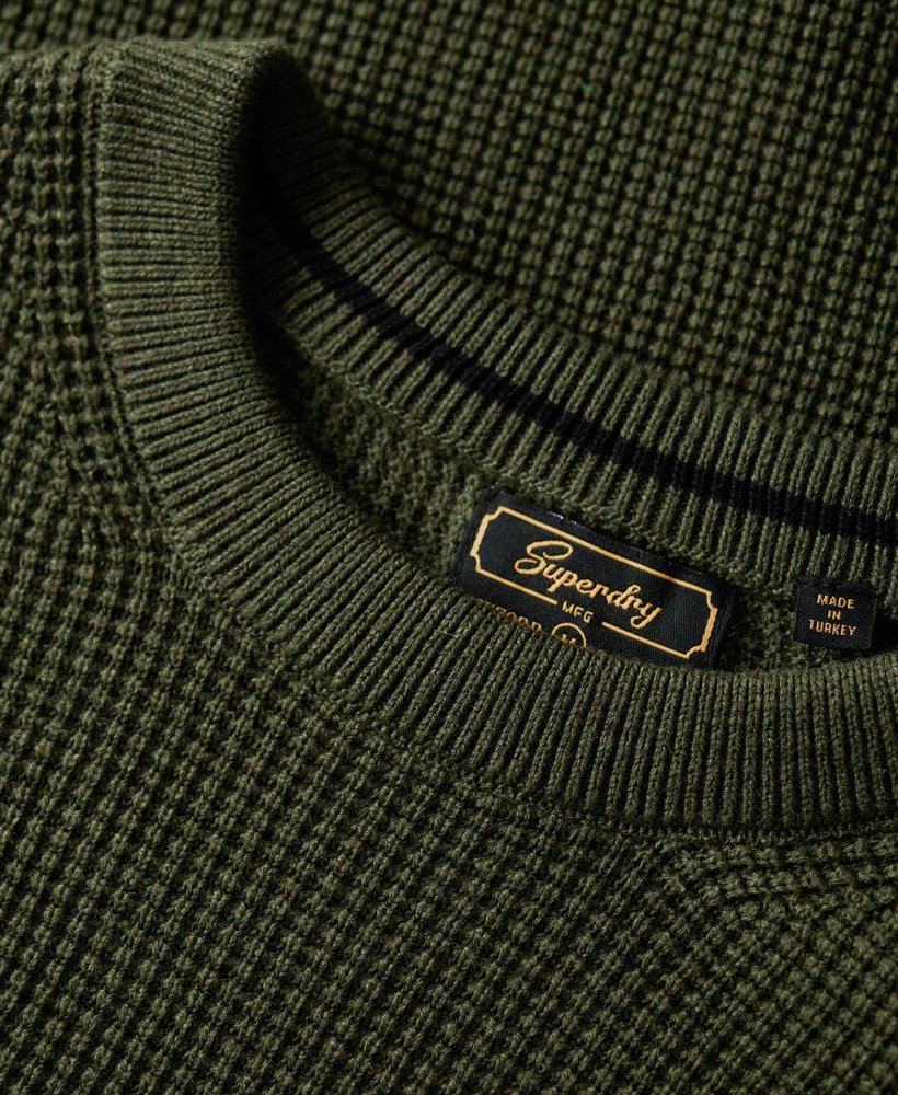 teksturowany sweter z dzianiny w kolorze oliwkowym