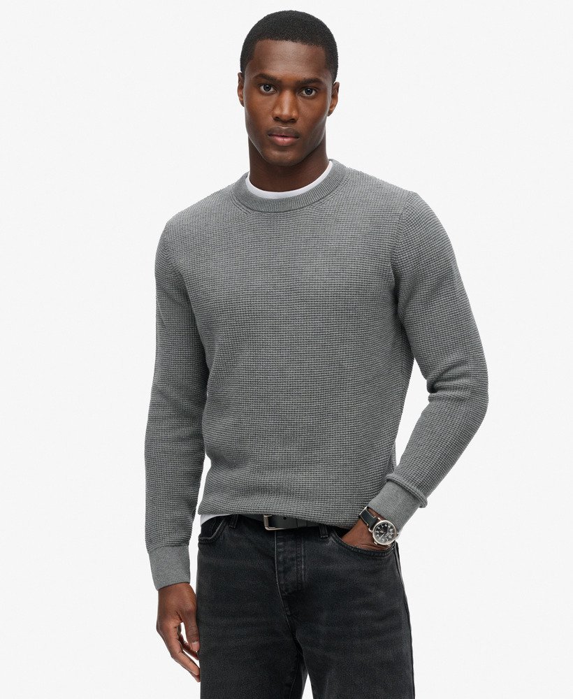 teksturowany sweter z dzianiny w kolorze storm grey heather