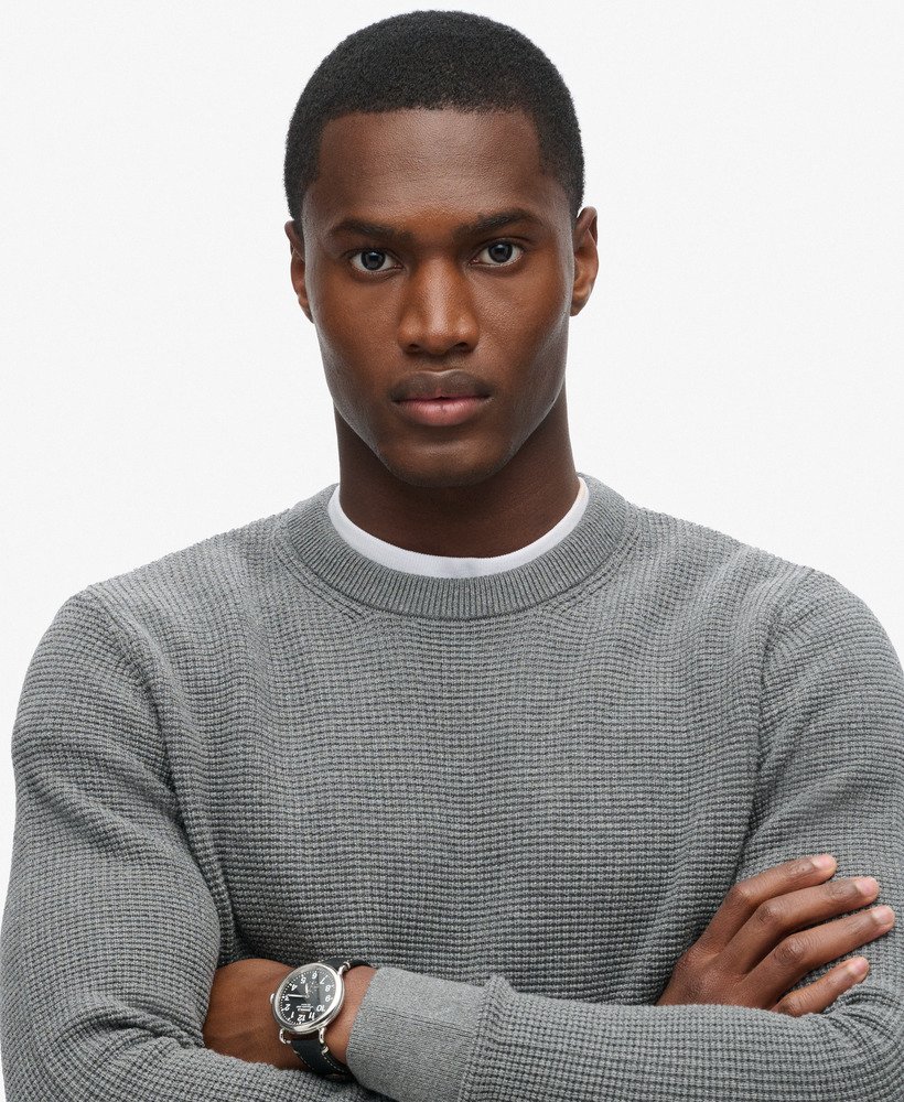 teksturowany sweter z dzianiny w kolorze storm grey heather