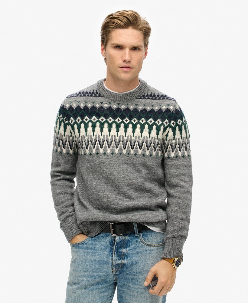 sweter fairisle knit crew w kolorze szarego melanżu multi