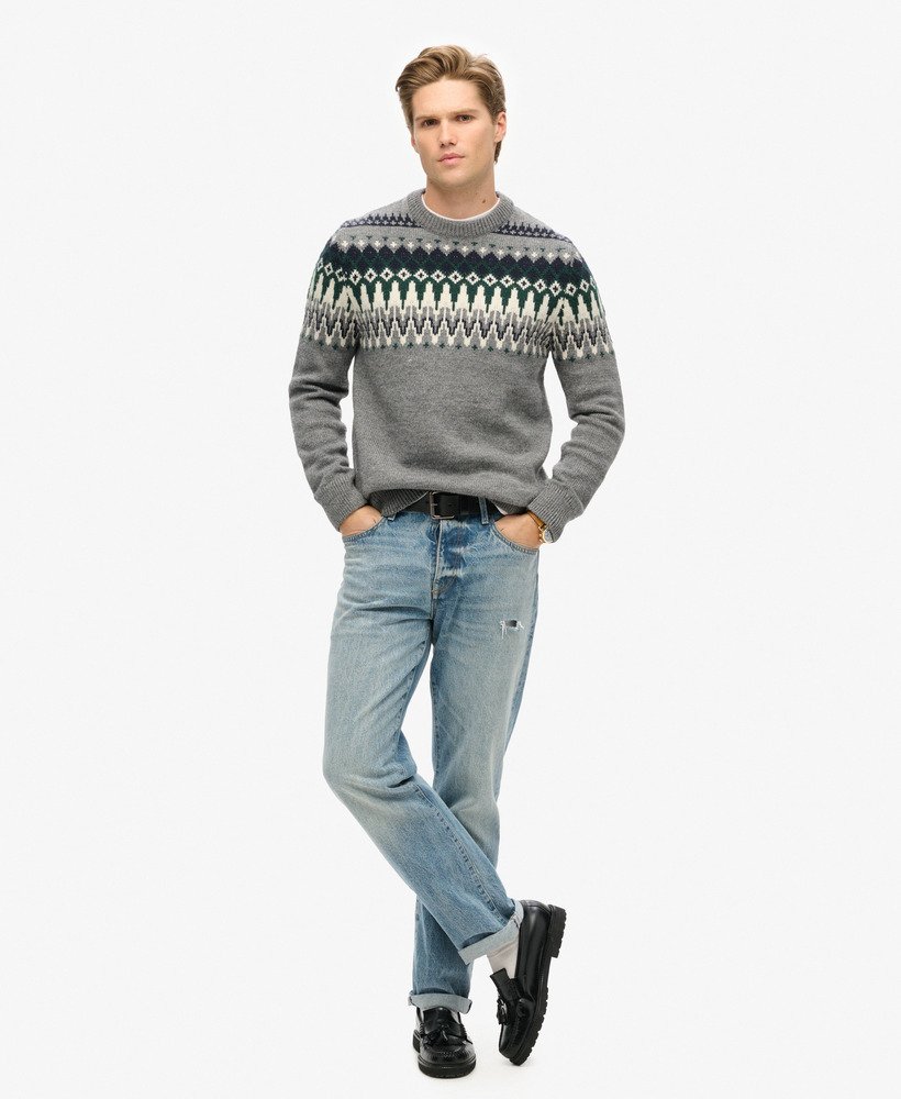 sweter fairisle knit crew w kolorze szarego melanżu multi
