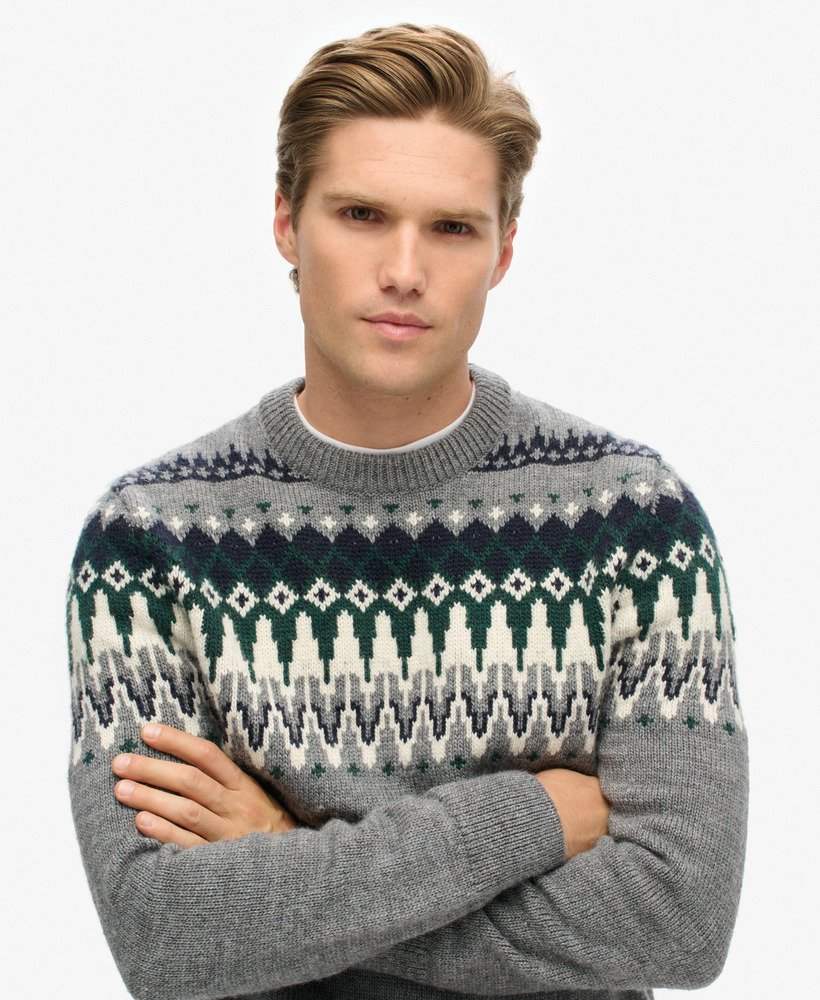 sweter fairisle knit crew w kolorze szarego melanżu multi