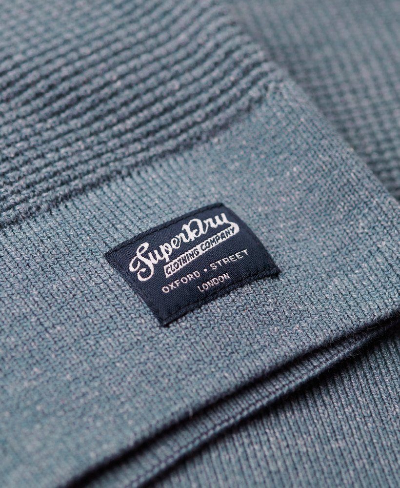 teksturowany sweter z dzianiny w kolorze tiarowno-niebieskim
