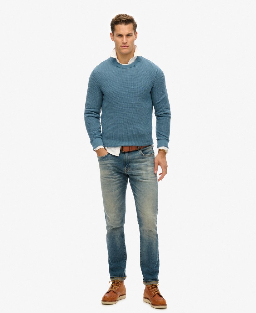 teksturowany sweter z dzianiny w kolorze washed pottery blue