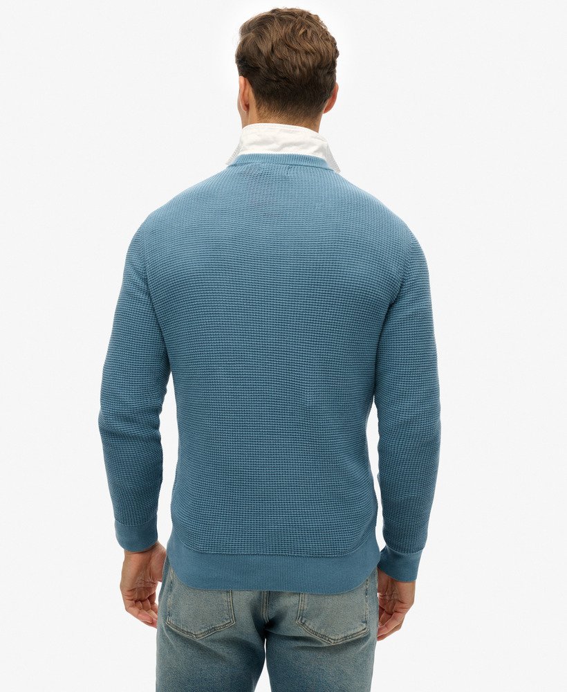 teksturowany sweter z dzianiny w kolorze washed pottery blue