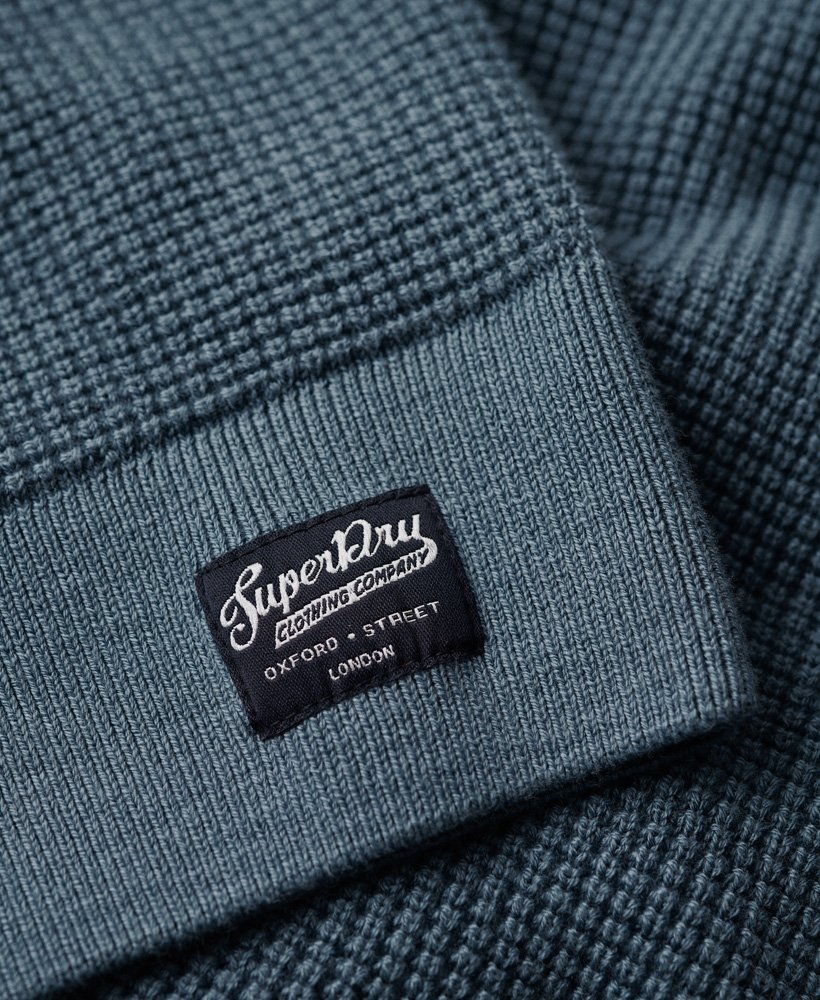 teksturowany sweter z dzianiny w kolorze washed pottery blue