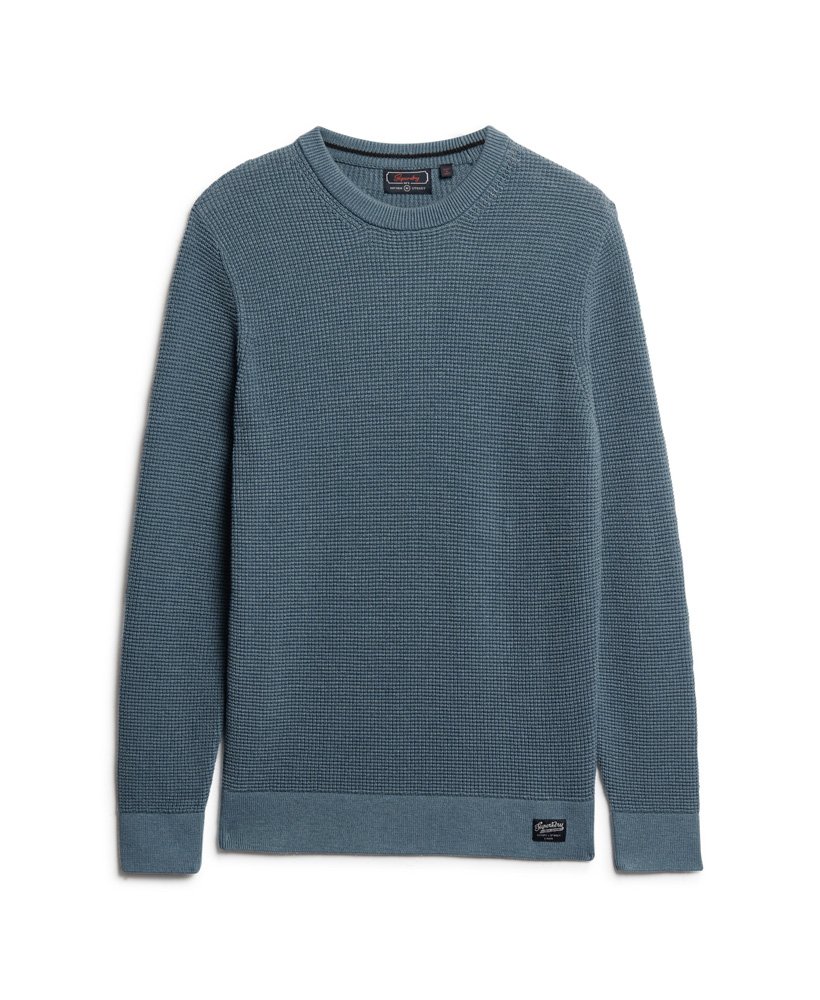 teksturowany sweter z dzianiny w kolorze washed pottery blue