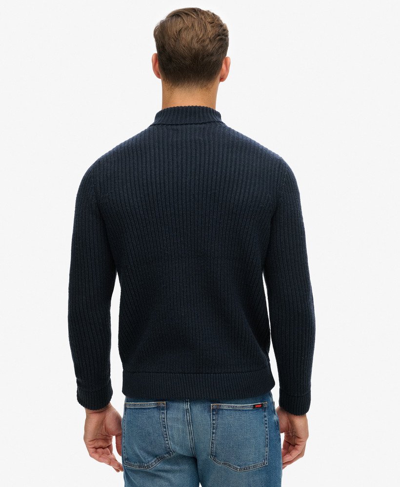 the merchant store – sweter z golfem cable roll neck w kolorze granatowym