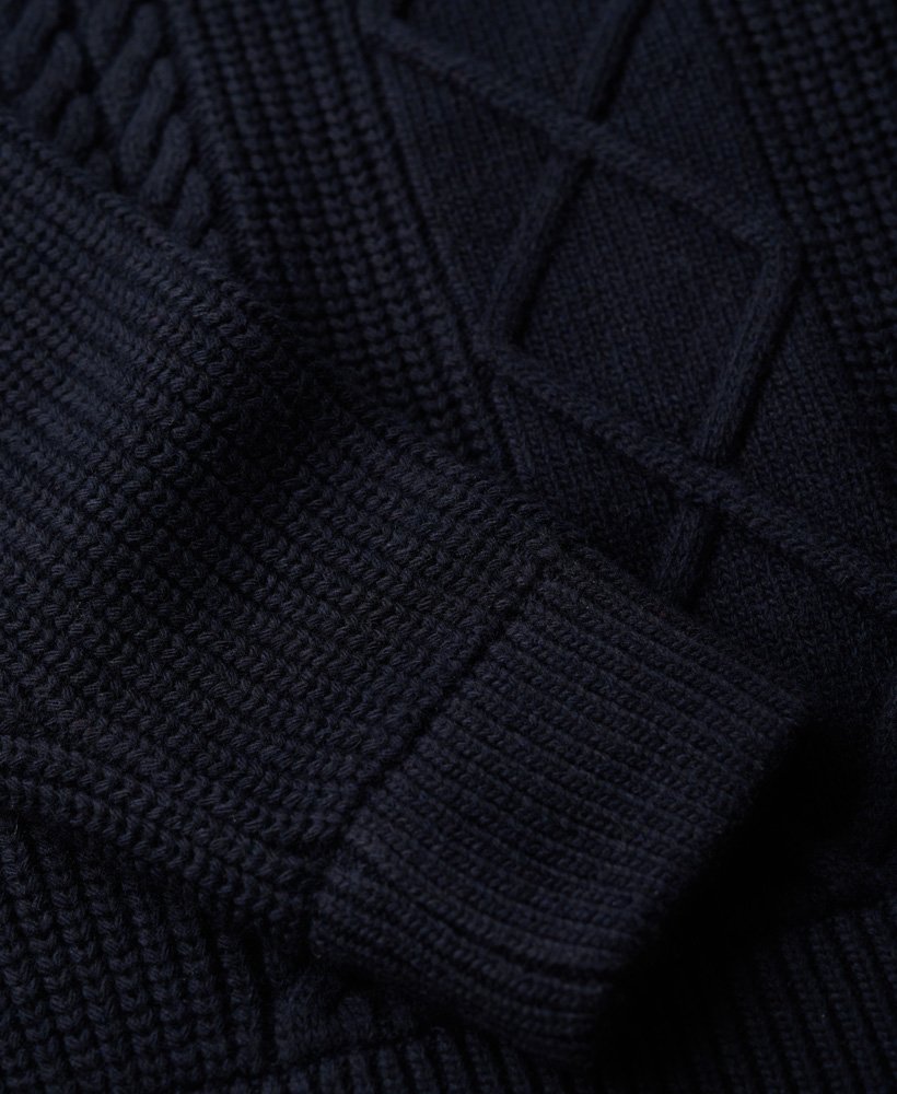 the merchant store – sweter z golfem cable roll neck w kolorze granatowym