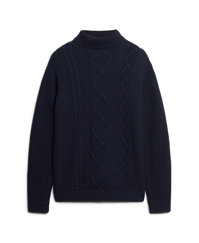 the merchant store – sweter z golfem cable roll neck w kolorze granatowym