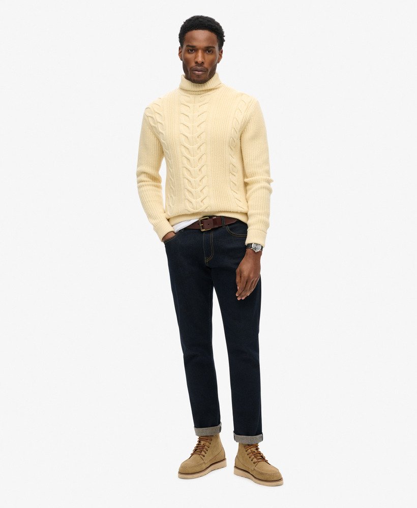 the merchant store – sweter z golfem cable roll neck w kolorze off white