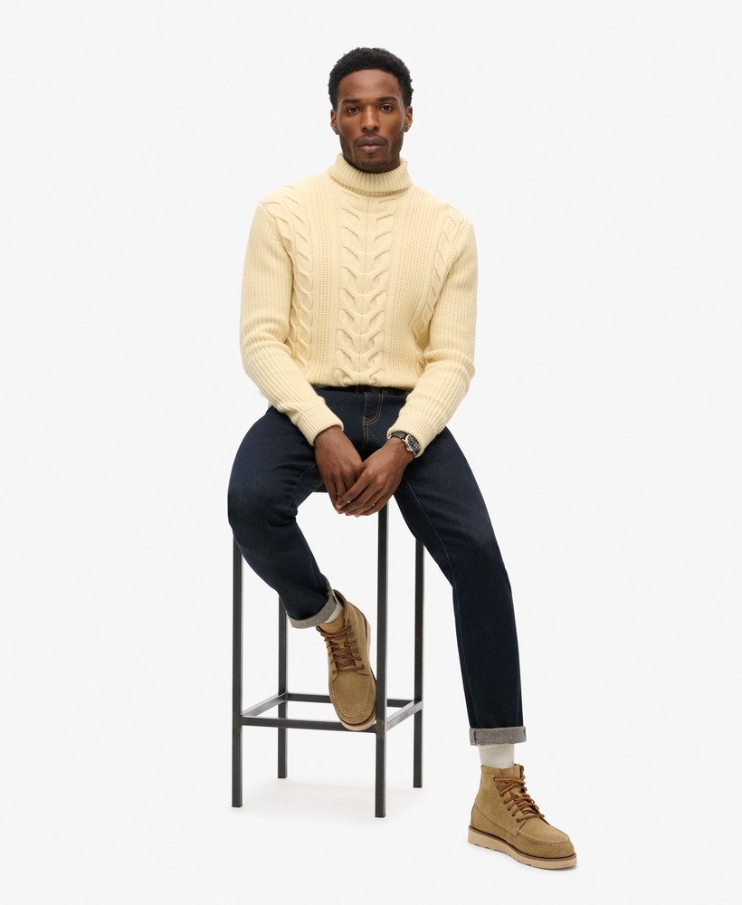 the merchant store – sweter z golfem cable roll neck w kolorze off white