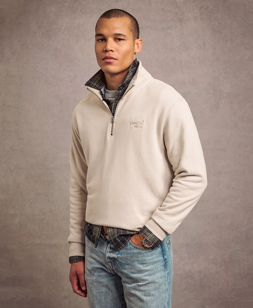 bluza essential logo z zamkiem błyskawicznym w kolorze jasnego beżu kamiennego