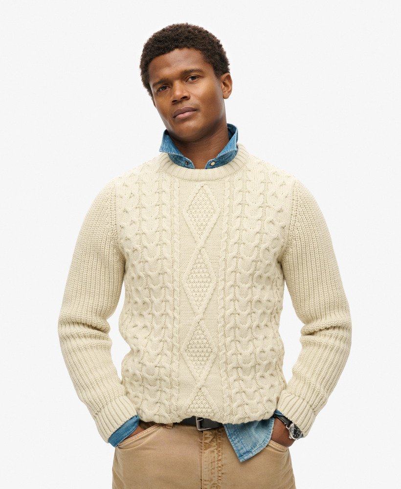 sweter jacob cable knit w kolorze ecru