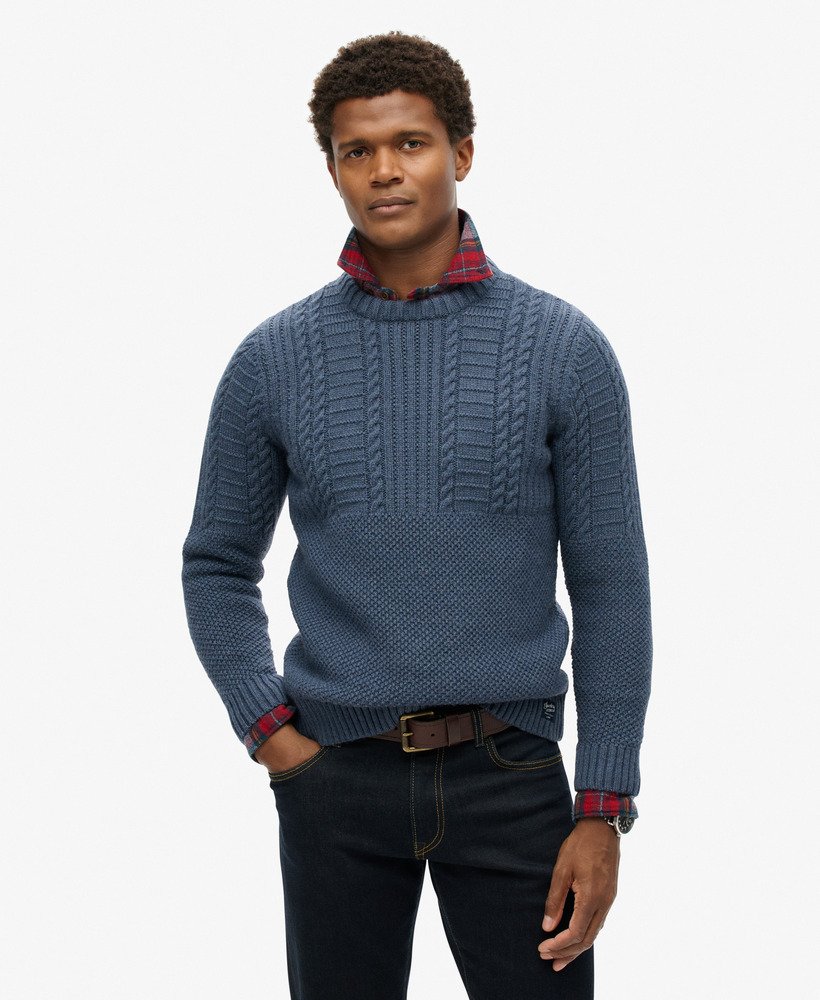 sweter jacob cable knit w kolorze dżinsowym