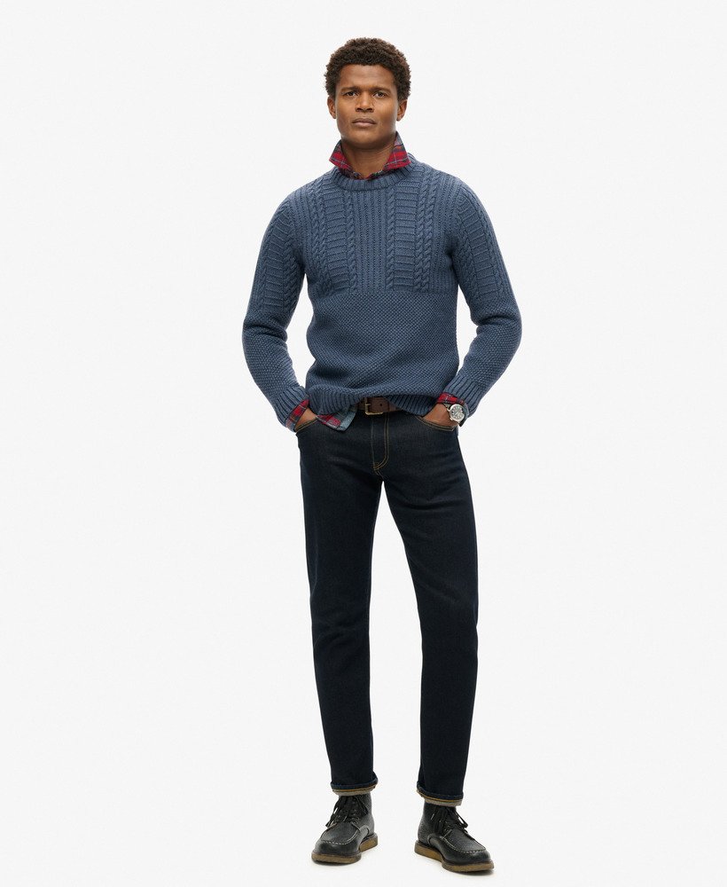 sweter jacob cable knit w kolorze dżinsowym