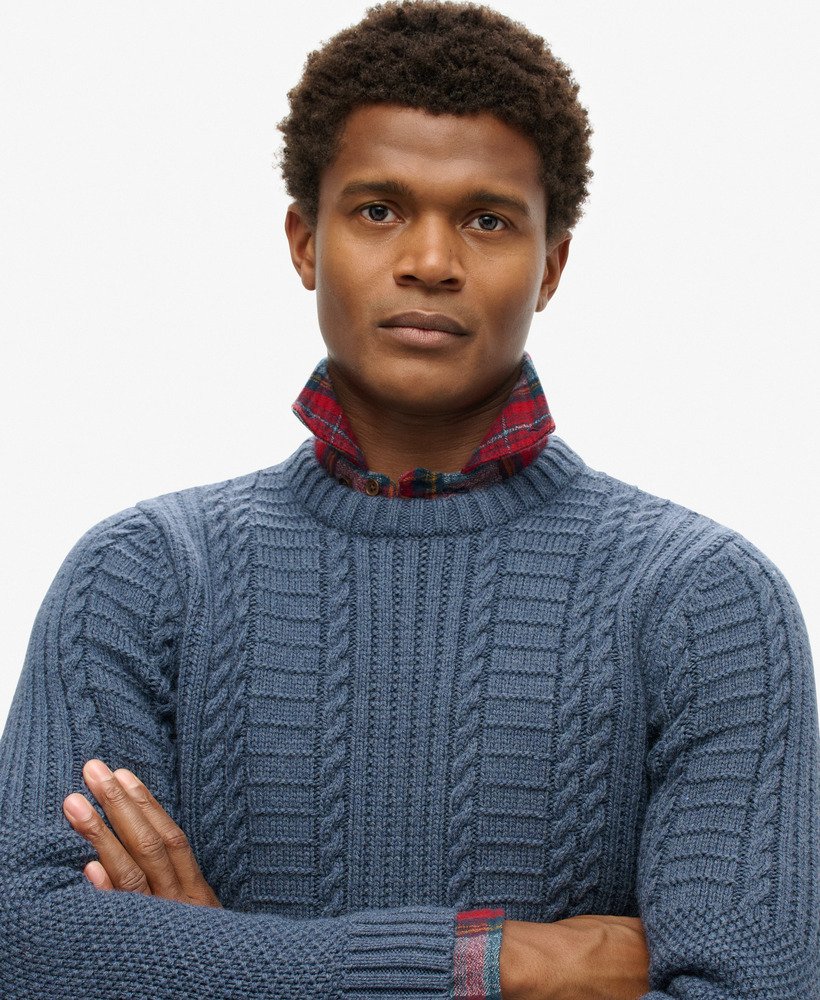 sweter jacob cable knit w kolorze dżinsowym