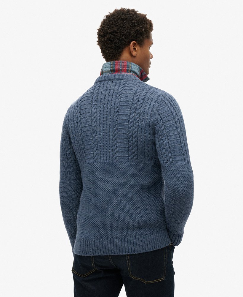 sweter jacob cable knit w kolorze dżinsowym