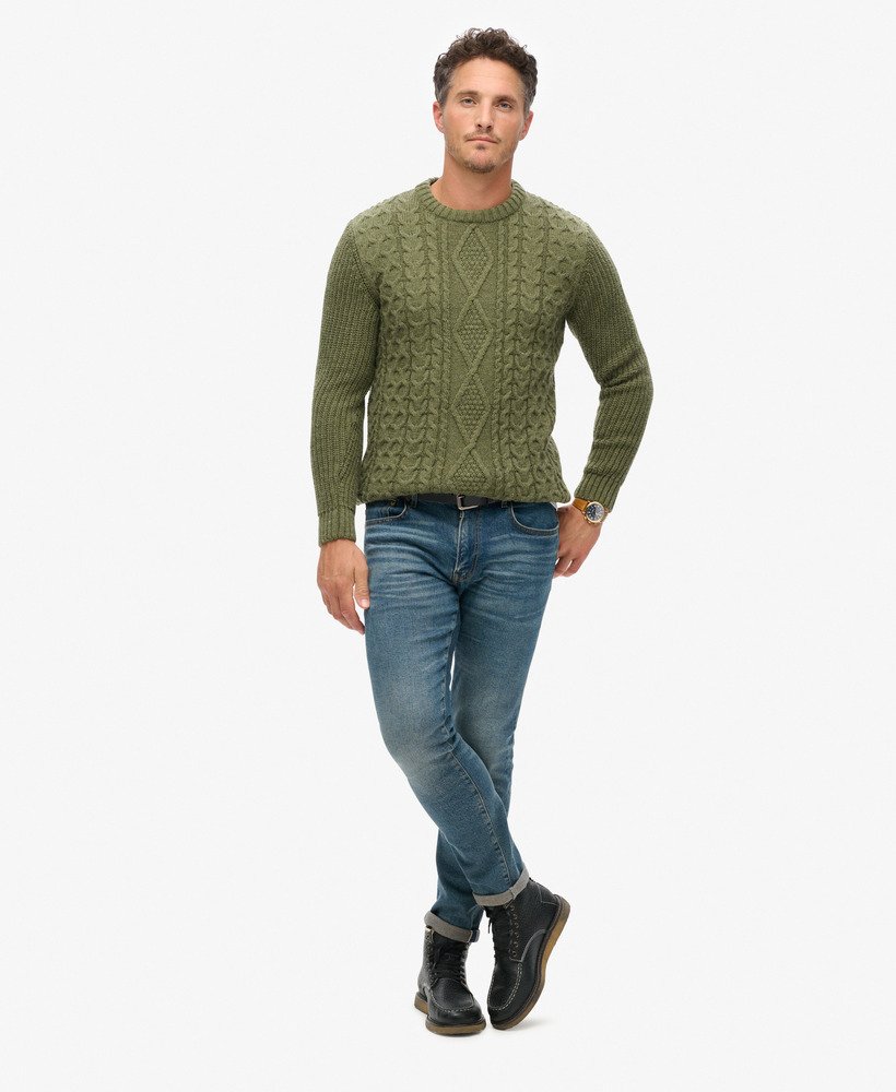 sweter jacob cable knit w kolorze mchu
